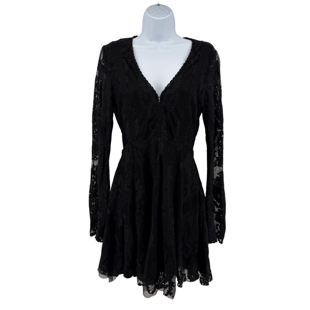 Free People Reign Over Me Lace Mini Dress 6 Black Elena Gilbert TVD ASO